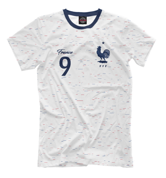Мужская футболка с изображением Оливье Жиру - Сборная Франции цвета Молочно-белый