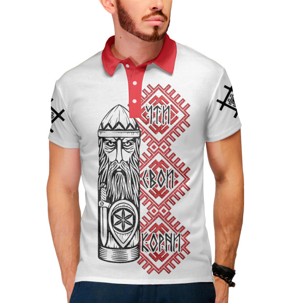 Мужское поло с изображением Язычество славян цвета Белый