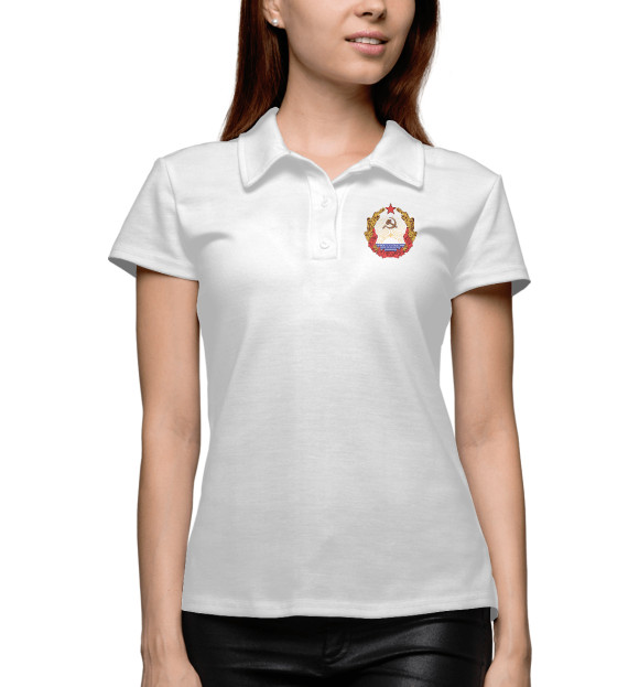 Женское поло с изображением Латвийская ССР цвета Белый