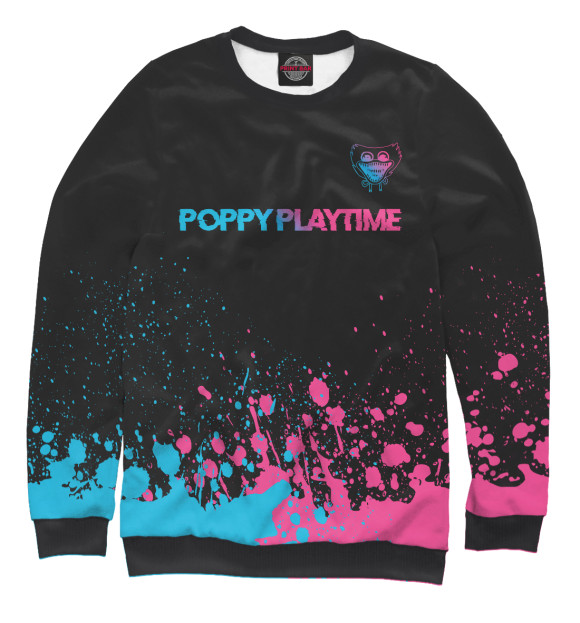 Мужской свитшот с изображением Poppy Playtime Neon Gradient цвета Белый