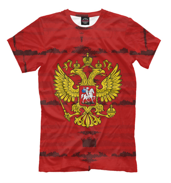Мужская футболка с изображением Russia collection red цвета Темно-бордовый