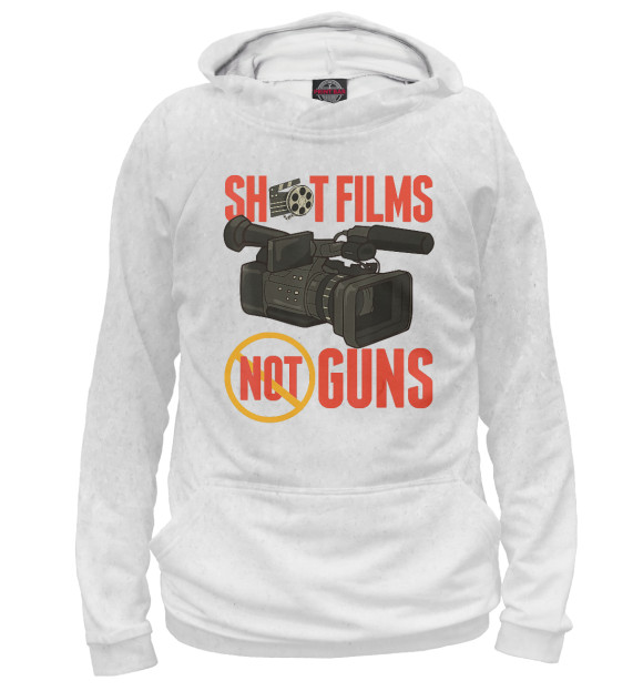 Мужское худи с изображением Shoot Films Not Guns цвета Белый
