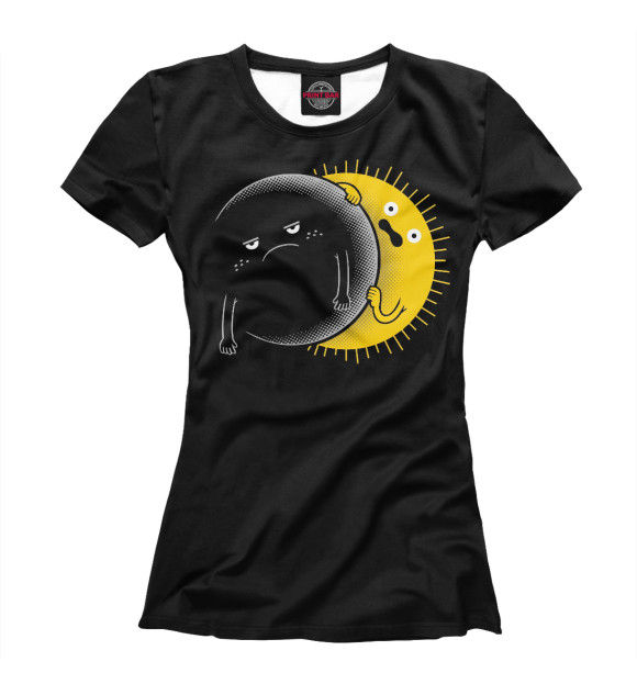 Женская футболка с изображением Солнечное затмение цвета Белый