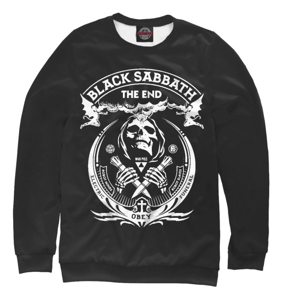 Мужской свитшот с изображением Black Sabbath цвета Белый