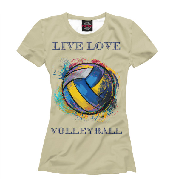 Футболка для девочек с изображением LIVE LOVE VOLLEYBALL цвета Белый