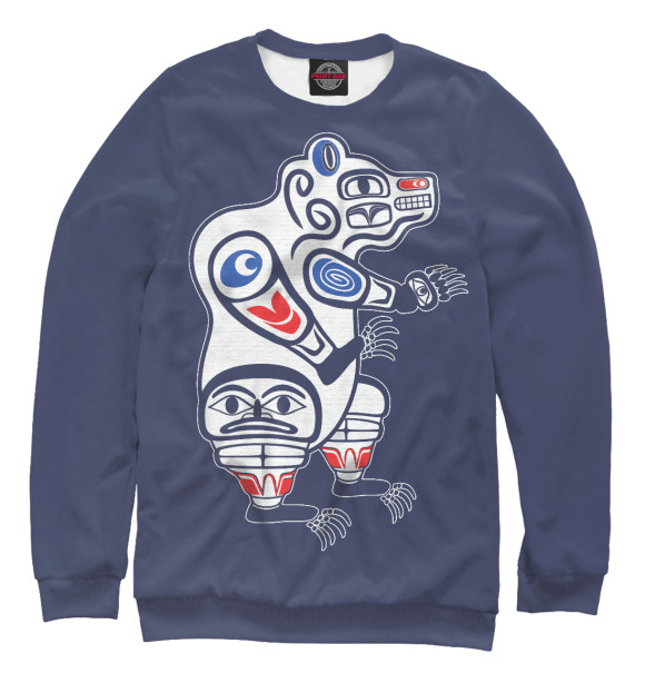 Мужской свитшот с изображением Тотем медведь цвета Белый