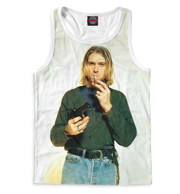 Мужская майка-борцовка с изображением Kurt Cobain цвета Белый