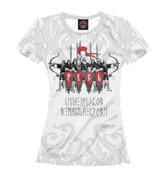 Женская футболка с изображением Русские богатыри-защитники цвета Белый