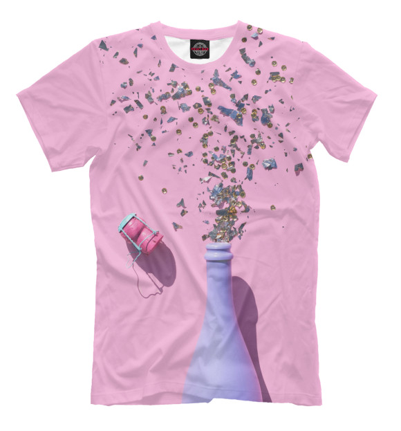 Мужская футболка с изображением Бутылка цвета Светло-розовый