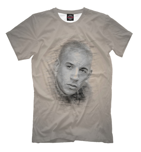 Мужская футболка с изображением Вин Дизель - Vin Diesel цвета Серый