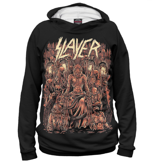 Мужское худи с изображением Slayer цвета Белый