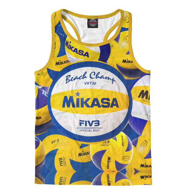 Мужская майка-борцовка с изображением Beach volleyball (Mikasa) цвета Белый