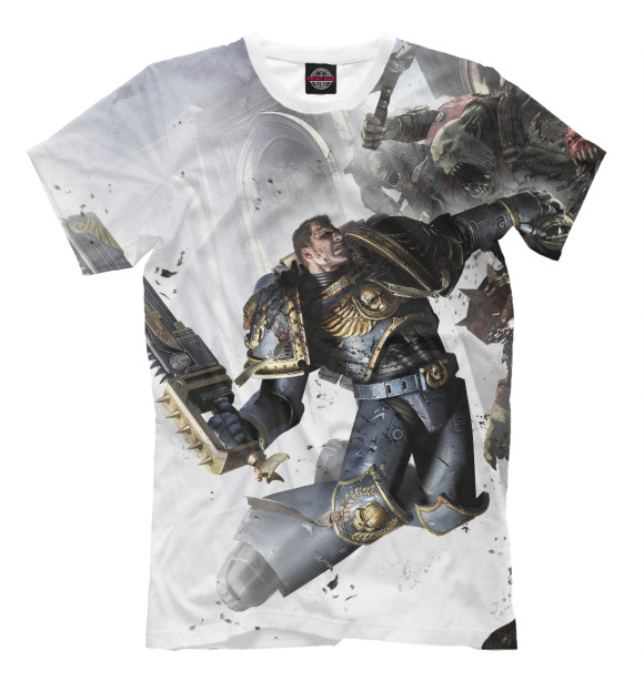 Мужская футболка с изображением Warhammer Space Marine цвета Молочно-белый