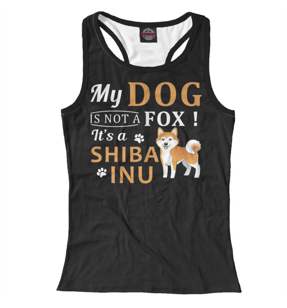 Женская майка-борцовка с изображением shiba inu цвета Белый