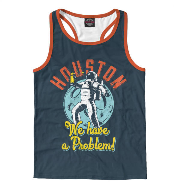 Мужская майка-борцовка с изображением Хьюстон у нас проблемы! цвета Белый