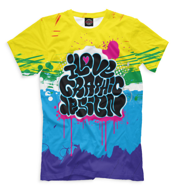 Мужская футболка с изображением I Love Graphic Design цвета Молочно-белый