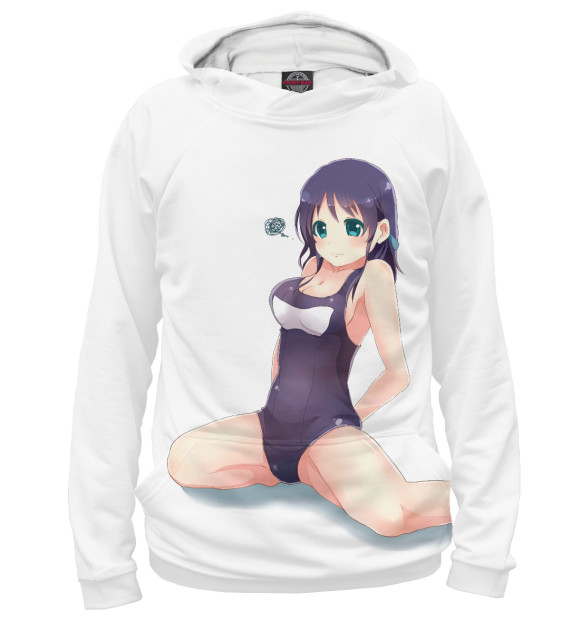 Женское худи с изображением Девочка в купальнике цвета Белый