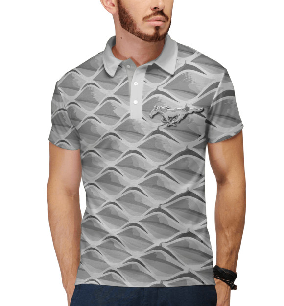 Мужское поло с изображением Mustang цвета Белый