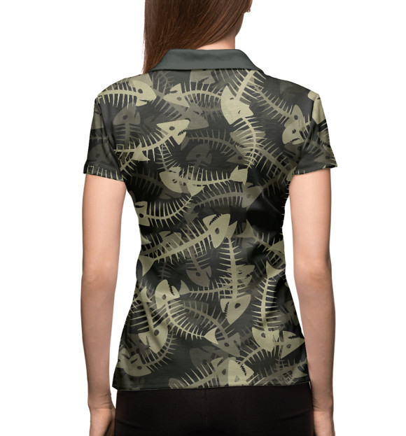 Женское поло с изображением Fish Bones цвета Белый