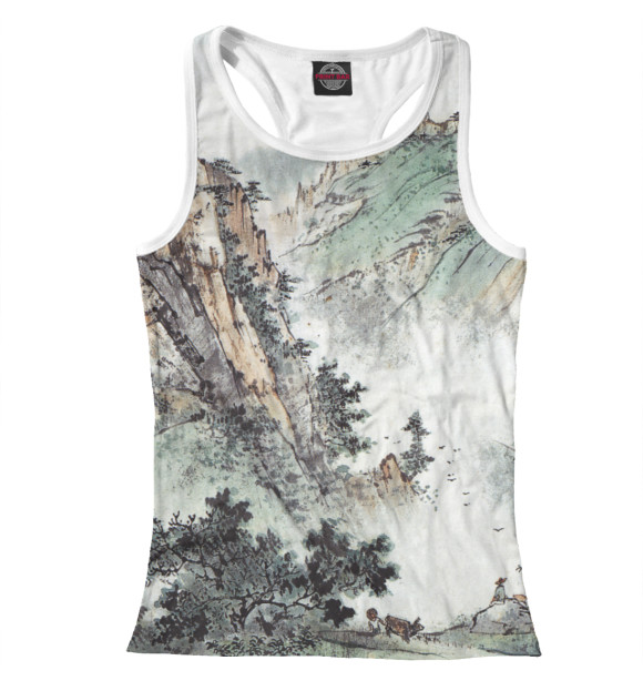 Женская майка-борцовка с изображением Горы Китая цвета Белый