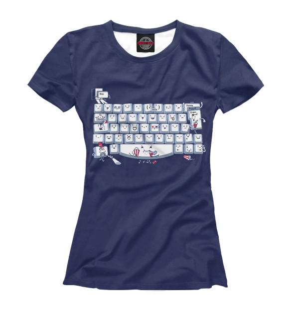 Футболка для девочек с изображением Keyboard Fun цвета Белый