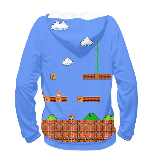 Мужское худи с изображением Super Mario 8bit цвета Белый
