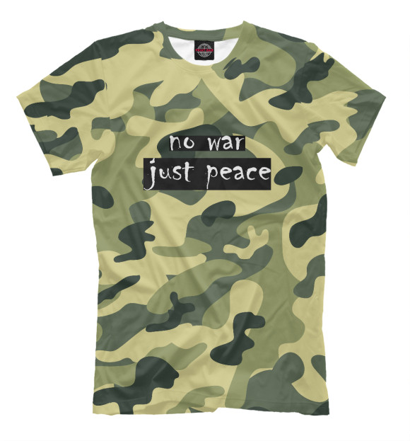Мужская футболка с изображением NO WAR. JUST PEACE. цвета Молочно-белый