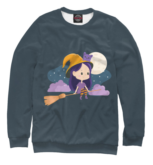 Свитшот для мальчиков с изображением Small witch цвета Белый
