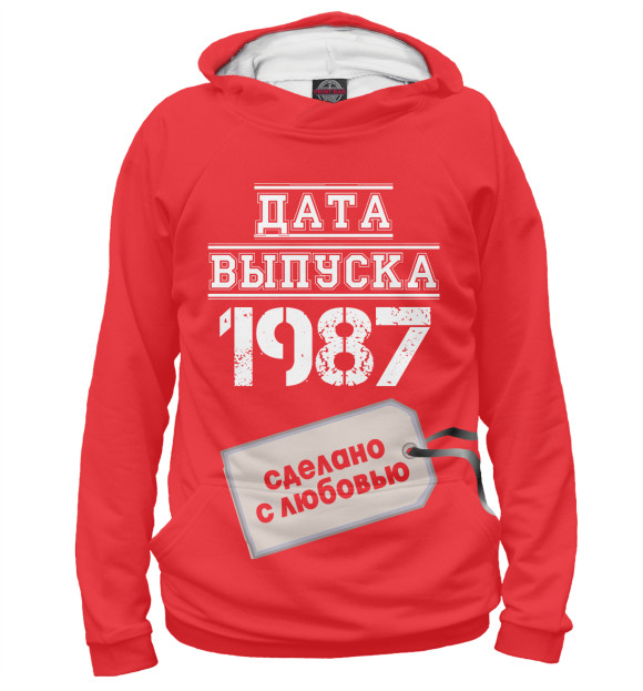 Женское худи с изображением Дата выпуска 1987 цвета Белый