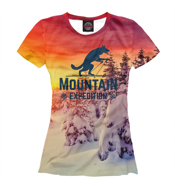 Футболка для девочек с изображением Mountain Expedition цвета Белый