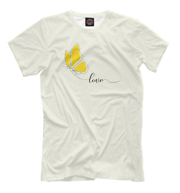 Мужская футболка с изображением Бабочка с любовью цвета Белый