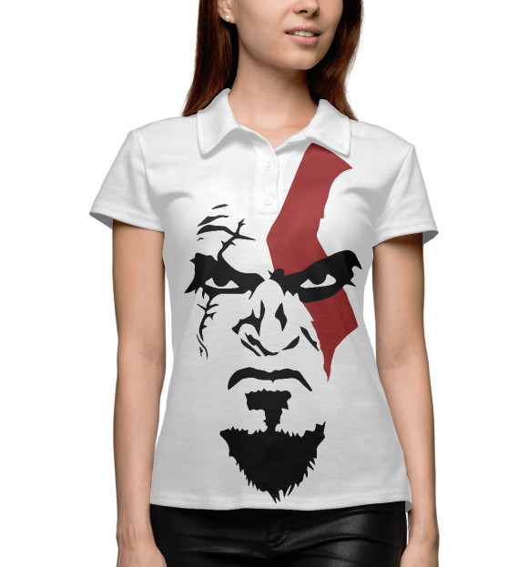 Женское поло с изображением God of War цвета Белый