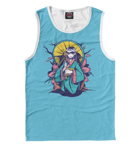 Майка для мальчика с изображением Аниме девушка с зонтиком цвета Белый