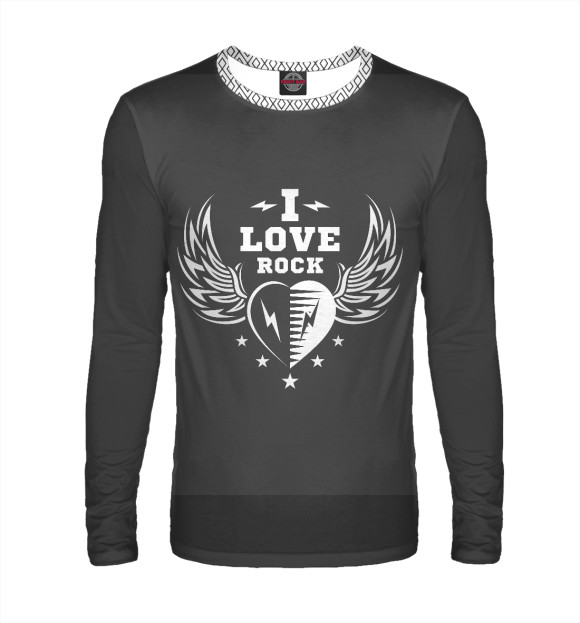 Мужской лонгслив с изображением I love Rock цвета Белый