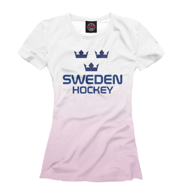 Футболка для девочек с изображением Sweden Hockey цвета Белый