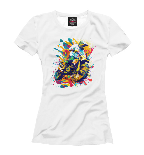 Женская футболка с изображением Enduro в ярких цветах цвета Белый