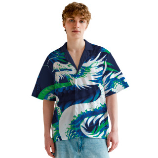 Мужская гавайская рубашка Синий дракон