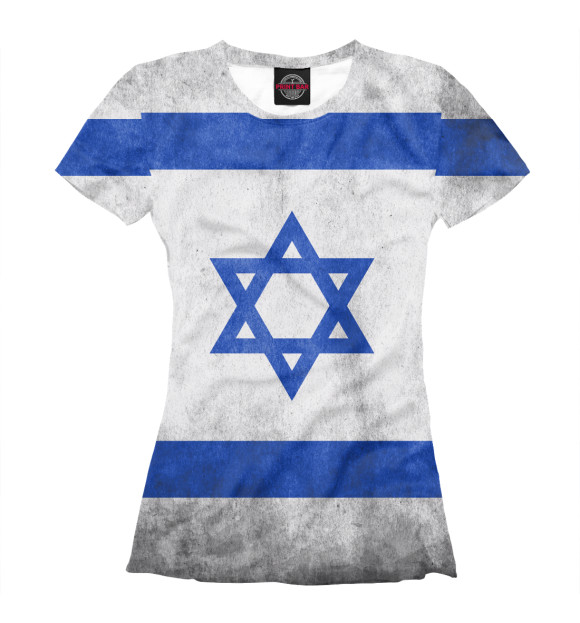 Женская футболка с изображением Флаг Израиля цвета Белый