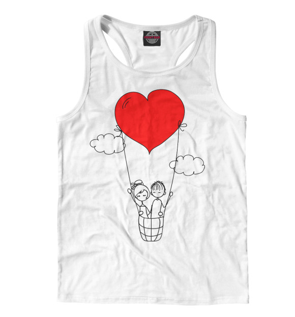 Мужская майка-борцовка с изображением Человечки и сердечки цвета Белый