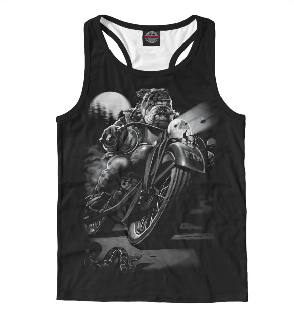 Мужская майка-борцовка с изображением Пёс-байкер / Biker dog цвета Белый