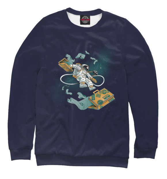 Мужской свитшот с изображением Космический турист цвета Белый