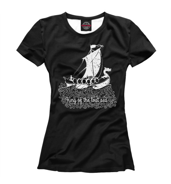 Женская футболка с изображением Король потерянного моря цвета Белый