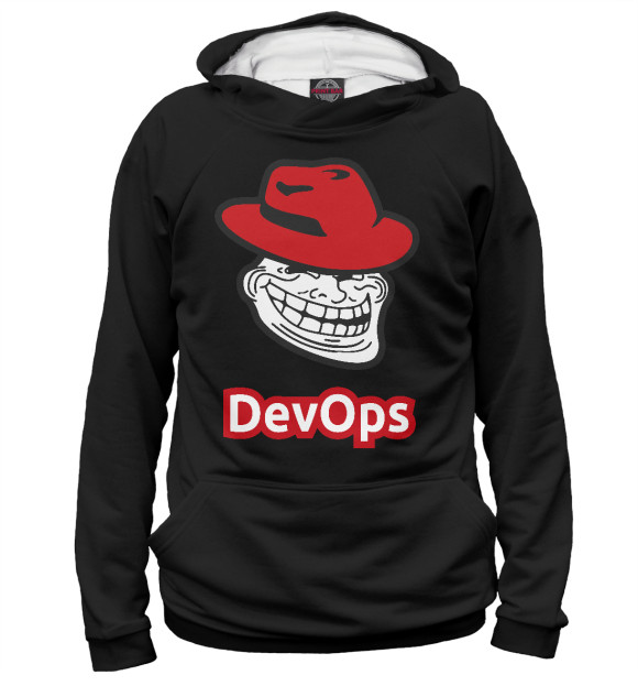 Мужское худи с изображением DevOps – trollface цвета Белый