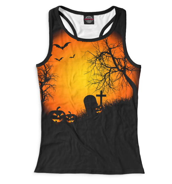 Женская майка-борцовка с изображением Halloween цвета Белый