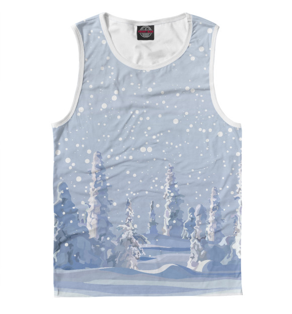 Майка для мальчика с изображением Снежный лес цвета Белый