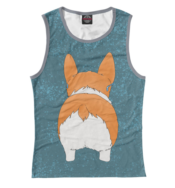 Майка для девочки с изображением Корги в снегу цвета Белый