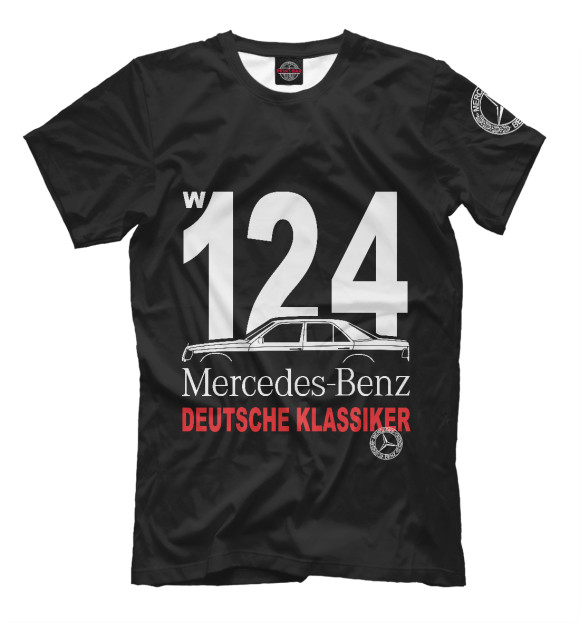 Футболка для мальчиков с изображением Mercedes W124 немецкая классика цвета Черный