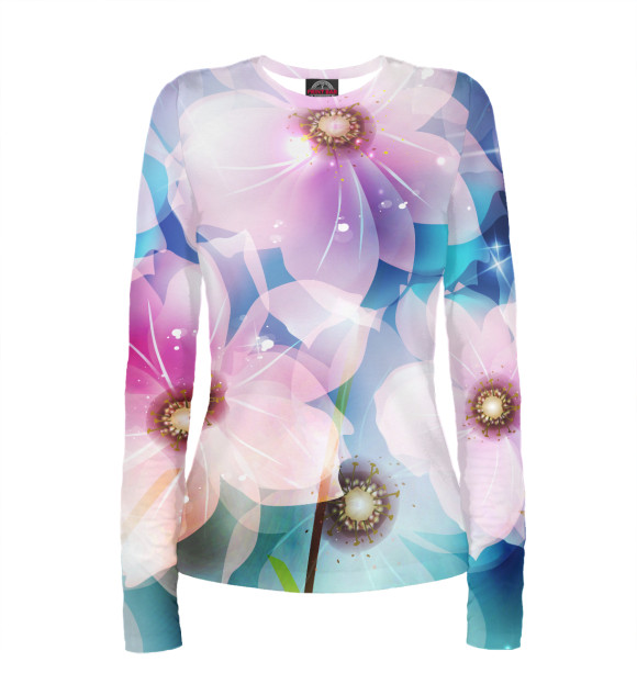 Женский лонгслив с изображением 8 Марта цвета Белый