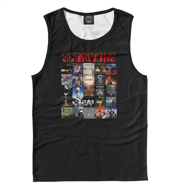 Майка для мальчика с притом Scorpions цвета Белый Майка для мальчика с изображением Scorpions цвета Белый