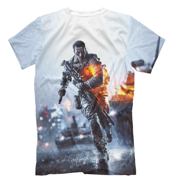 Мужская футболка с изображением Battlefield 4: War цвета Белый